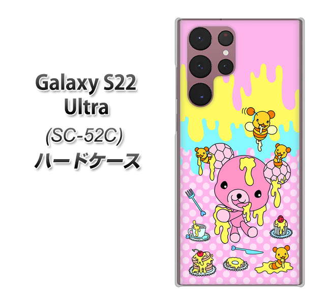 Galaxy S22 Ultra SC-52C docomo 高画質仕上げ 背面印刷 ハードケース【AG822 ハニベア(水玉ピンク)】