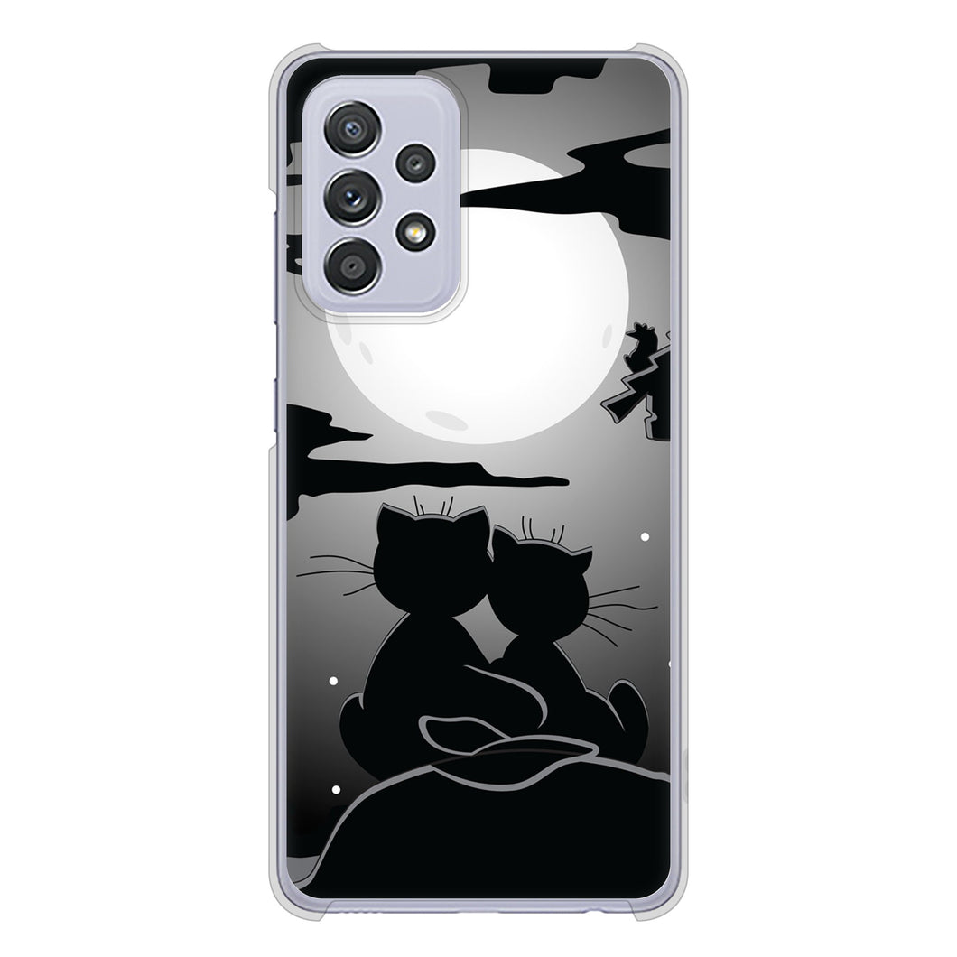 Galaxy A52 5G SC-53B 高画質仕上げ 背面印刷 ハードケース 夜とネコ