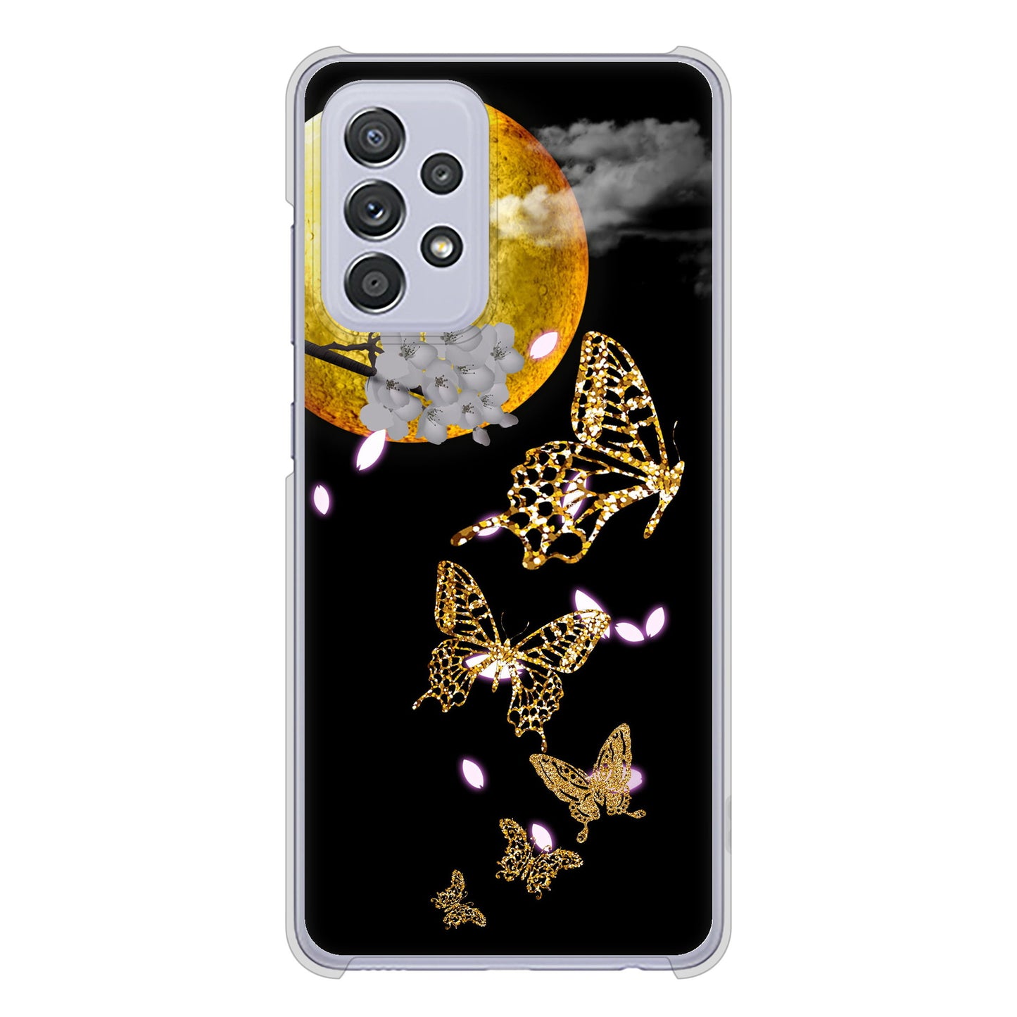 Galaxy A52 5G SC-53B 高画質仕上げ 背面印刷 ハードケース 【1150 月に昇る蝶】