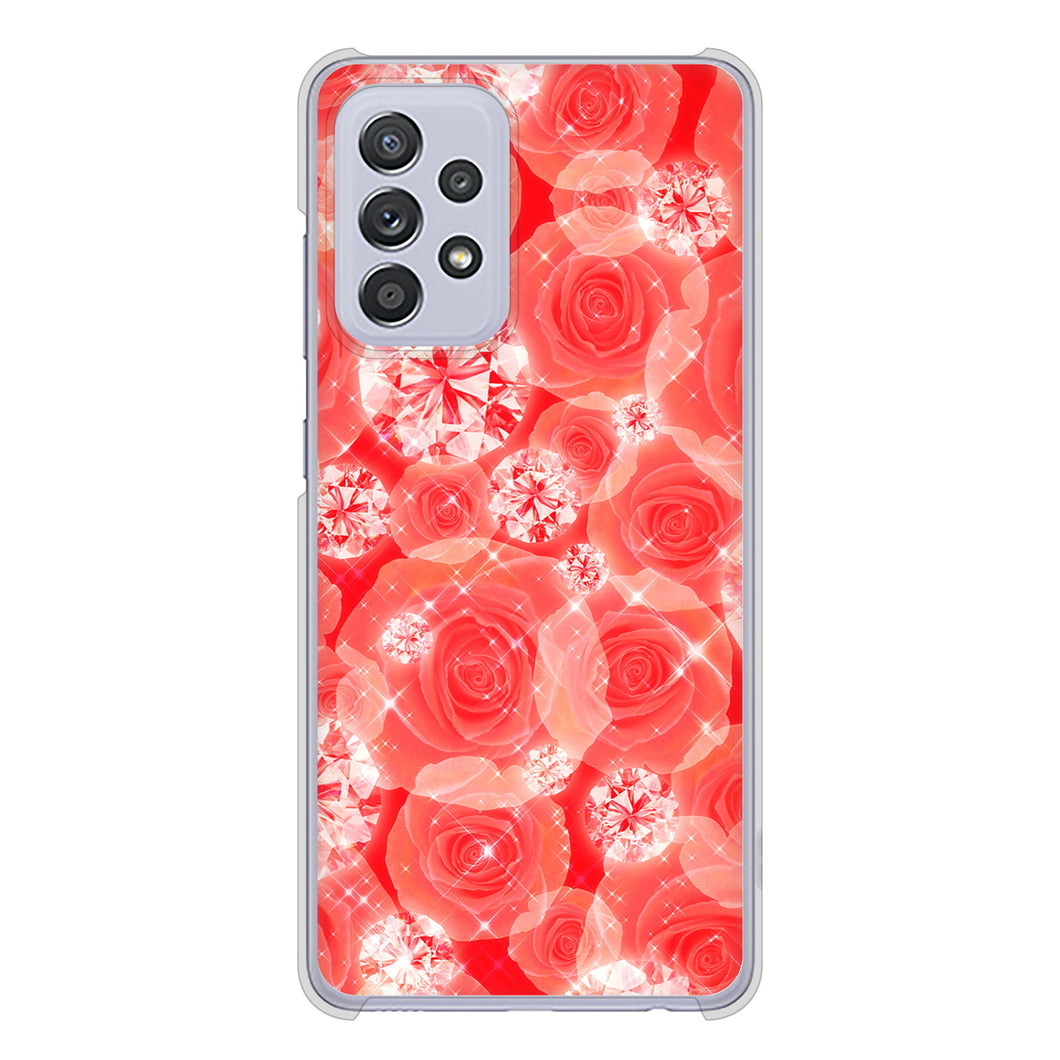 Galaxy A52 5G SC-53B 高画質仕上げ 背面印刷 ハードケース 【VA816 ダイヤモンドとバラ】