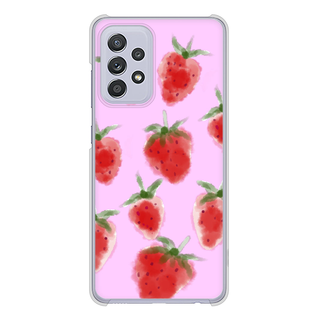 Galaxy A52 5G SC-53B 高画質仕上げ 背面印刷 ハードケース イチゴ 水彩