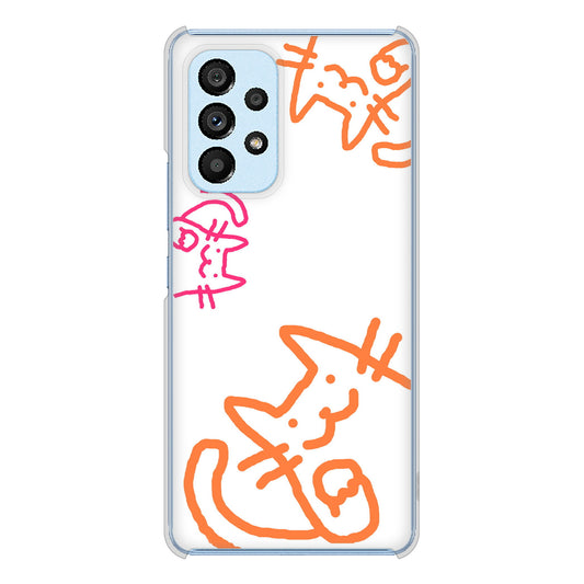 Galaxy A53 5G SC-53C docomo 高画質仕上げ 背面印刷 ハードケース 【1098 手まねきする3匹のネコ】