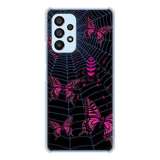 Galaxy A53 5G SC-53C docomo 高画質仕上げ 背面印刷 ハードケース むかいあぐる 蜘蛛の巣に舞う蝶
