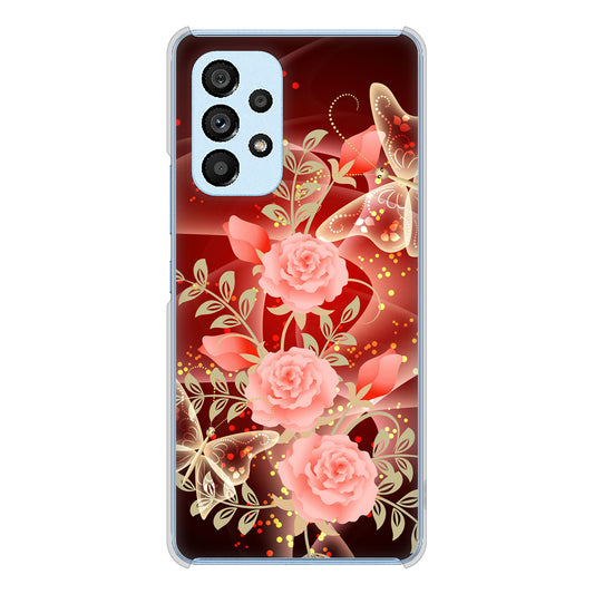 Galaxy A53 5G SC-53C docomo 高画質仕上げ 背面印刷 ハードケース 【VA824 魅惑の蝶とピンクのバラ】
