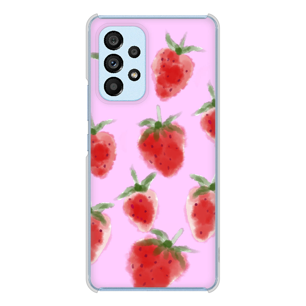 Galaxy A53 5G SC-53C docomo 高画質仕上げ 背面印刷 ハードケース イチゴ 水彩
