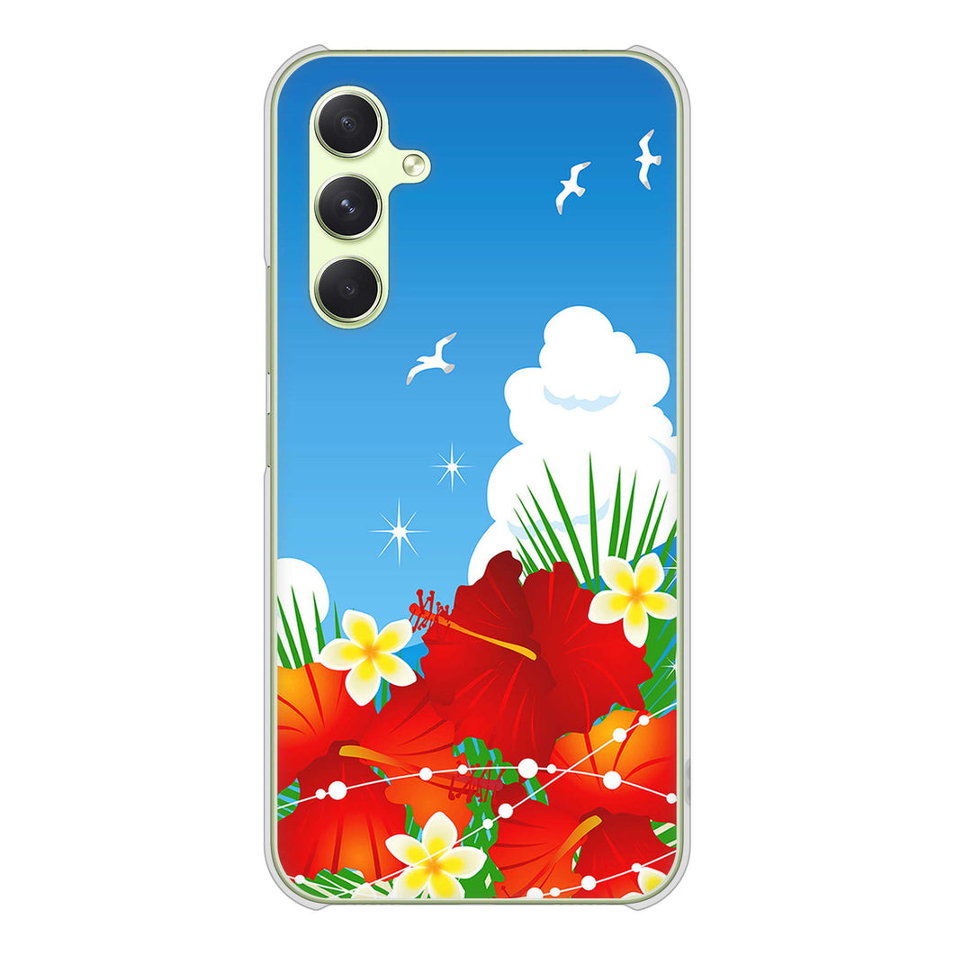 Galaxy A54 5G SC-53D docomo 高画質仕上げ 背面印刷 ハードケース 【VA821 ハイビスカスと青空】