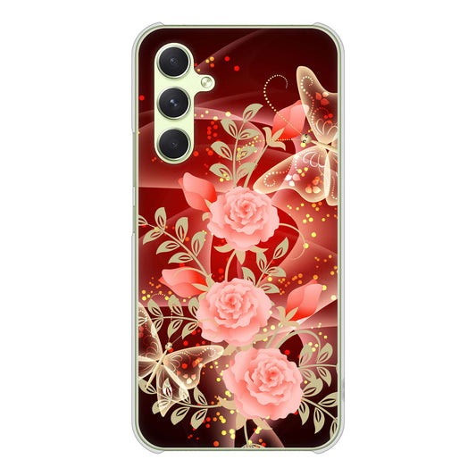 Galaxy A54 5G SC-53D docomo 高画質仕上げ 背面印刷 ハードケース 【VA824 魅惑の蝶とピンクのバラ】