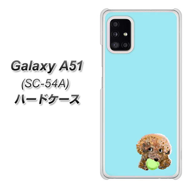 docomo ギャラクシーA51 SC-54A 高画質仕上げ 背面印刷 ハードケース【YJ054 トイプードル&ボール(ブルー)】