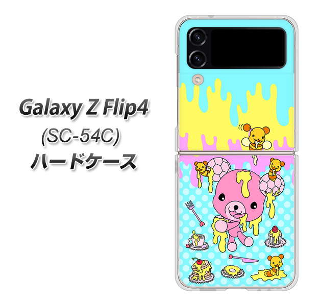 Galaxy Z Flip4 SC-54C docomo 高画質仕上げ 背面印刷 ハードケース【AG821 ハニベア(水玉水色)】