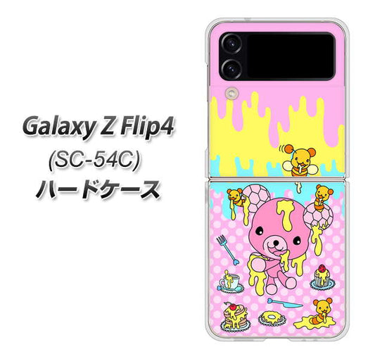 Galaxy Z Flip4 SC-54C docomo 高画質仕上げ 背面印刷 ハードケース【AG822 ハニベア（水玉ピンク）】