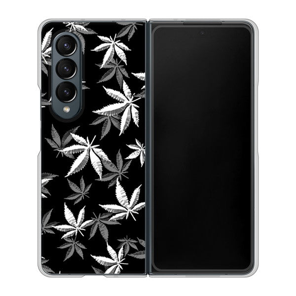 Galaxy Z Fold4 SC-55C docomo 高画質仕上げ 背面印刷 ハードケース【064 モノトーン大麻ブラック】