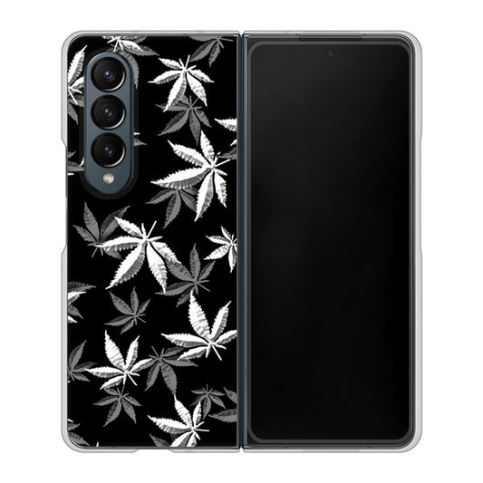 Galaxy Z Fold4 SC-55C docomo 高画質仕上げ 背面印刷 ハードケース【064 モノトーン大麻ブラック】