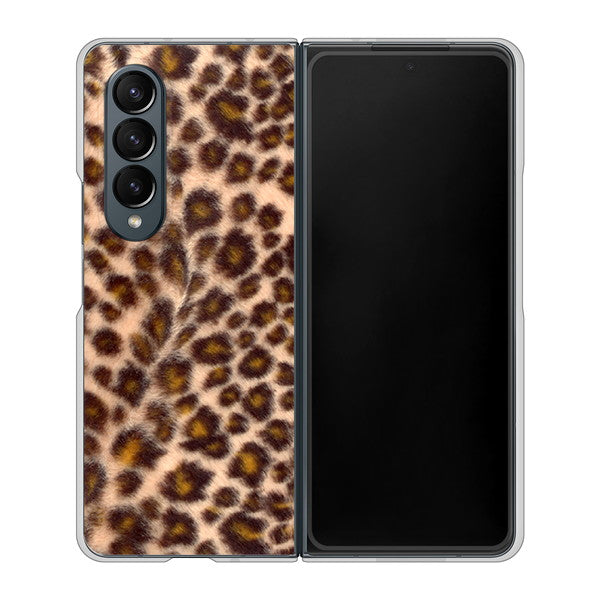 Galaxy Z Fold4 SC-55C docomo 高画質仕上げ 背面印刷 ハードケース【068 ヒョウ(茶)】