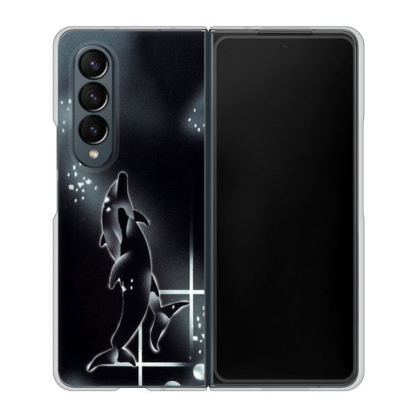 Galaxy Z Fold4 SC-55C docomo 高画質仕上げ 背面印刷 ハードケース【158 ブラックドルフィン】
