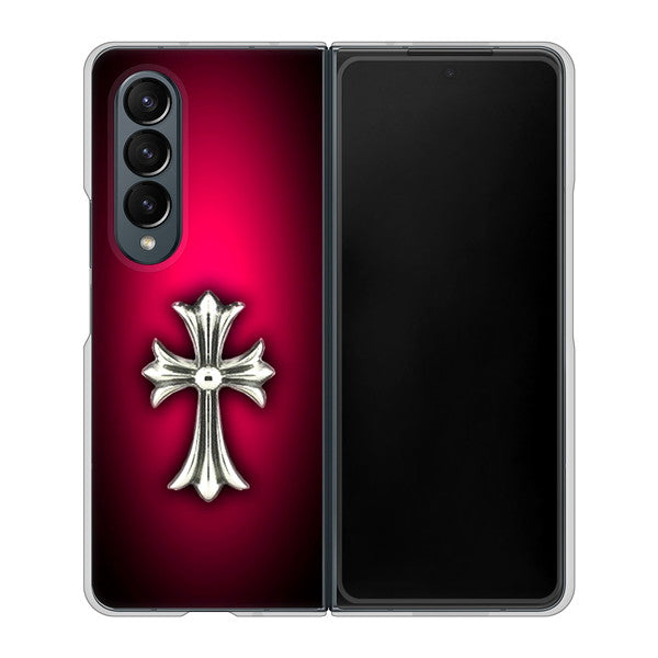 Galaxy Z Fold4 SC-55C docomo 高画質仕上げ 背面印刷 ハードケース【249 クロスレッド】