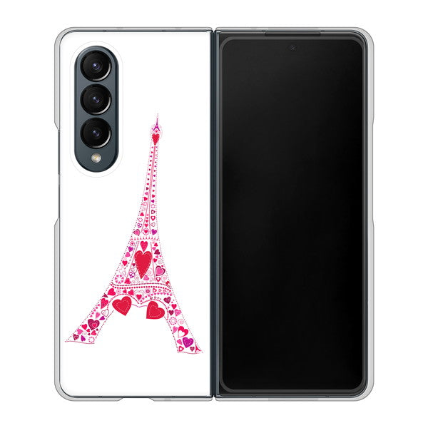Galaxy Z Fold4 SC-55C docomo 高画質仕上げ 背面印刷 ハードケース【294 ハート色の塔】