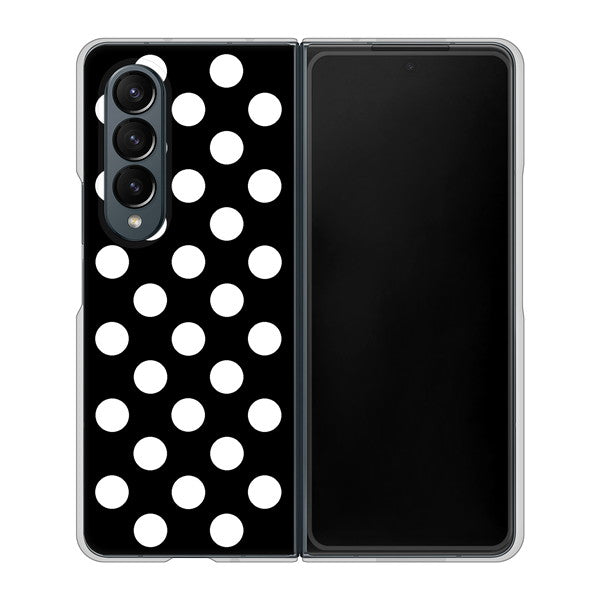 Galaxy Z Fold4 SC-55C docomo 高画質仕上げ 背面印刷 ハードケース【332 シンプル柄(水玉)ブラックBig】