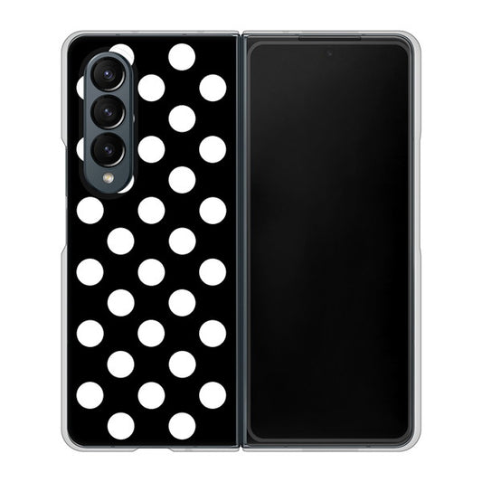Galaxy Z Fold4 SC-55C docomo 高画質仕上げ 背面印刷 ハードケース【332 シンプル柄(水玉)ブラックBig】
