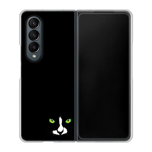 Galaxy Z Fold4 SC-55C docomo 高画質仕上げ 背面印刷 ハードケース【398 黒ネコ】