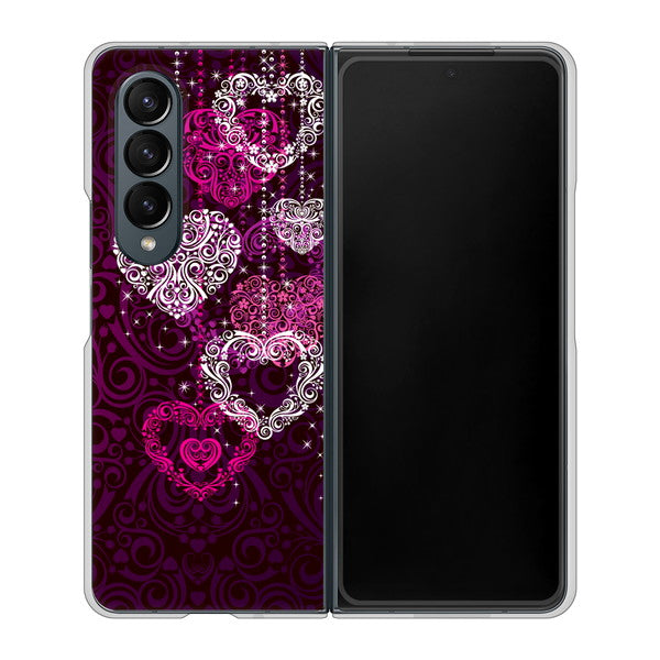 Galaxy Z Fold4 SC-55C docomo 高画質仕上げ 背面印刷 ハードケース【468 ハートのシャンデリア】