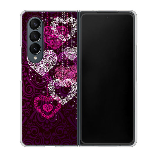 Galaxy Z Fold4 SC-55C docomo 高画質仕上げ 背面印刷 ハードケース【468 ハートのシャンデリア】