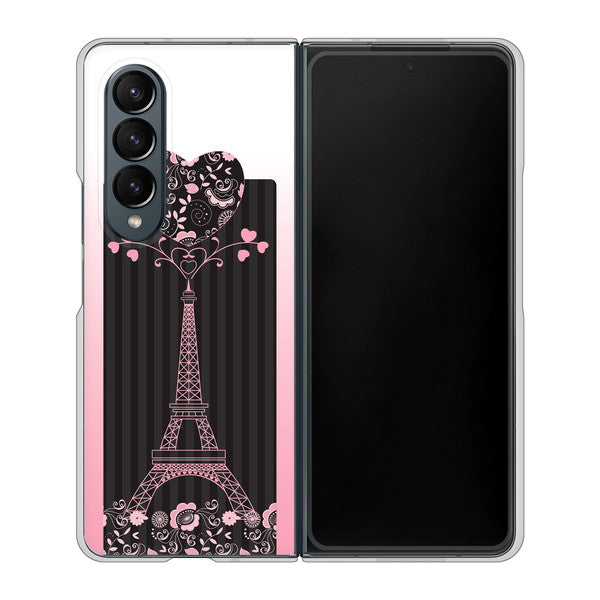 Galaxy Z Fold4 SC-55C docomo 高画質仕上げ 背面印刷 ハードケース【469 ピンクのエッフェル塔】