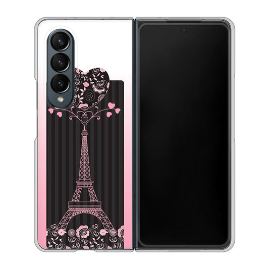 Galaxy Z Fold4 SC-55C docomo 高画質仕上げ 背面印刷 ハードケース【469 ピンクのエッフェル塔】