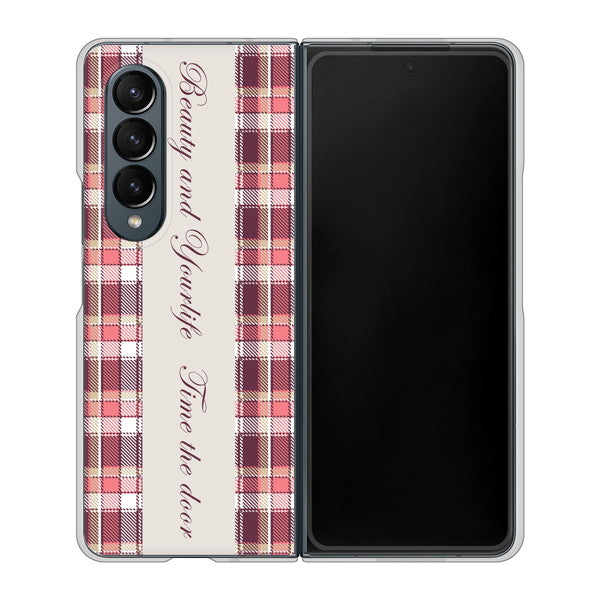 Galaxy Z Fold4 SC-55C docomo 高画質仕上げ 背面印刷 ハードケース【518 チェック柄besuty】