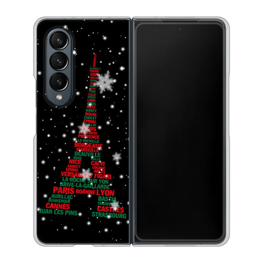 Galaxy Z Fold4 SC-55C docomo 高画質仕上げ 背面印刷 ハードケース【525 エッフェル塔bk-cr】