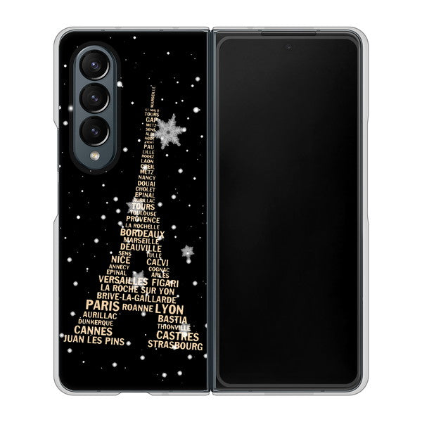 Galaxy Z Fold4 SC-55C docomo 高画質仕上げ 背面印刷 ハードケース【526 エッフェル塔bk-gd】