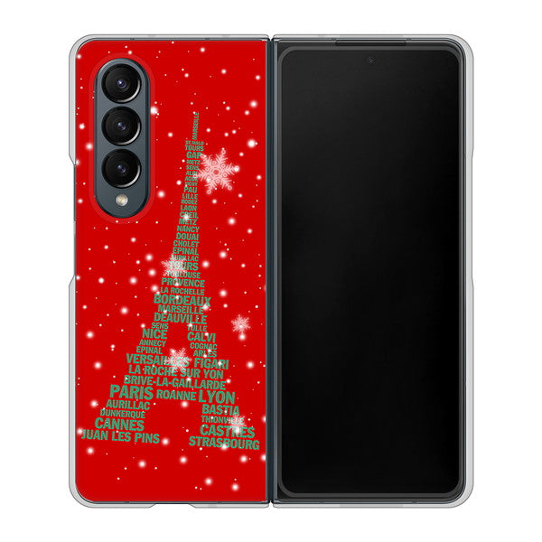 Galaxy Z Fold4 SC-55C docomo 高画質仕上げ 背面印刷 ハードケース【527 エッフェル塔red-gr】