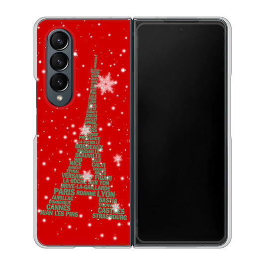 Galaxy Z Fold4 SC-55C docomo 高画質仕上げ 背面印刷 ハードケース【527 エッフェル塔red-gr】