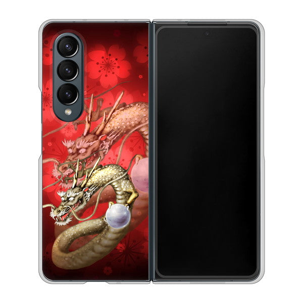 Galaxy Z Fold4 SC-55C docomo 高画質仕上げ 背面印刷 ハードケース【1004 桜と龍】