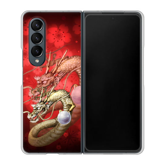 Galaxy Z Fold4 SC-55C docomo 高画質仕上げ 背面印刷 ハードケース【1004 桜と龍】