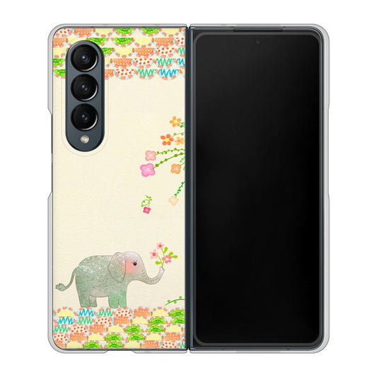 Galaxy Z Fold4 SC-55C docomo 高画質仕上げ 背面印刷 ハードケース【1039 お散歩ゾウさん】