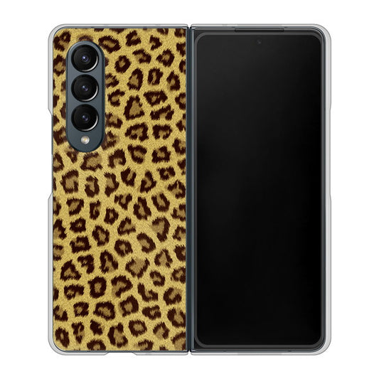 Galaxy Z Fold4 SC-55C docomo 高画質仕上げ 背面印刷 ハードケース【1065 ヒョウ柄ベーシックSゴールド】