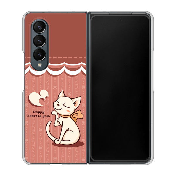 Galaxy Z Fold4 SC-55C docomo 高画質仕上げ 背面印刷 ハードケース【1102 ネコの投げキッス】