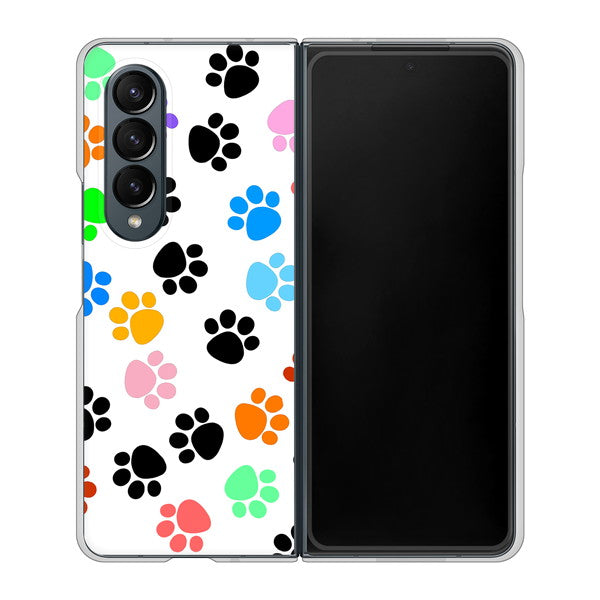 Galaxy Z Fold4 SC-55C docomo 高画質仕上げ 背面印刷 ハードケース【1108 あしあとカラフル】