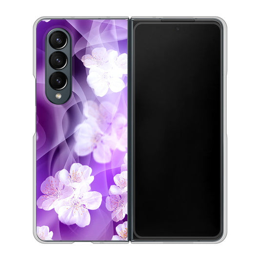 Galaxy Z Fold4 SC-55C docomo 高画質仕上げ 背面印刷 ハードケース【1211 桜とパープルの風】