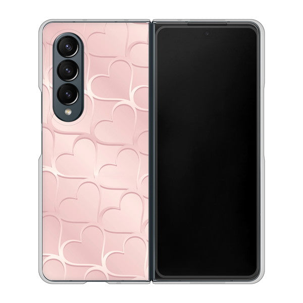 Galaxy Z Fold4 SC-55C docomo 高画質仕上げ 背面印刷 ハードケース【1340 かくれハート(ローズピンク)】
