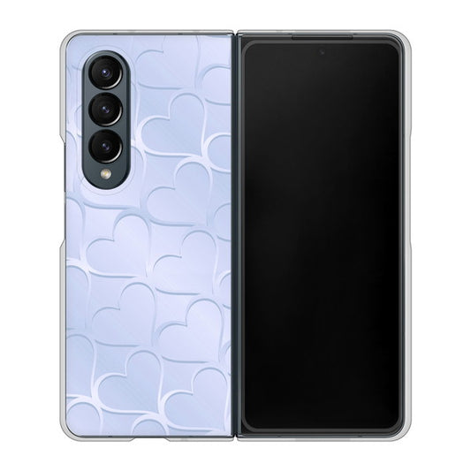 Galaxy Z Fold4 SC-55C docomo 高画質仕上げ 背面印刷 ハードケース【1341 かくれハート(ライトブルー)】
