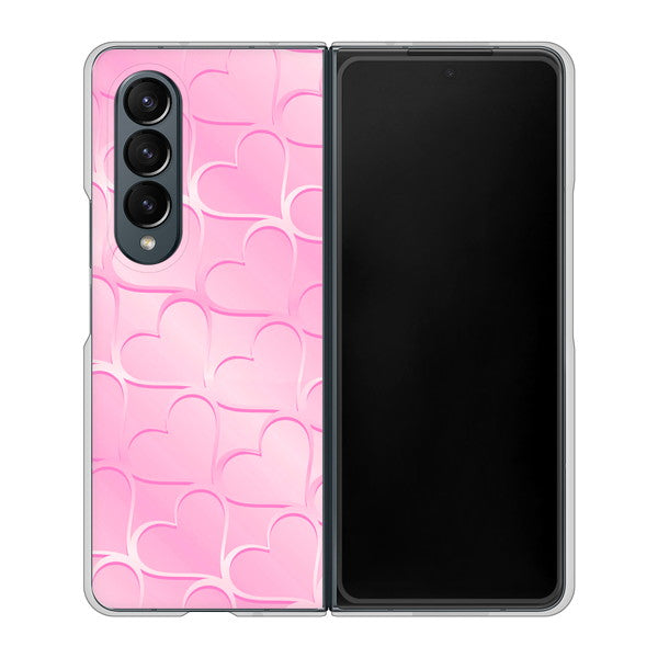 Galaxy Z Fold4 SC-55C docomo 高画質仕上げ 背面印刷 ハードケース【1342 かくれハート(ピンク)】