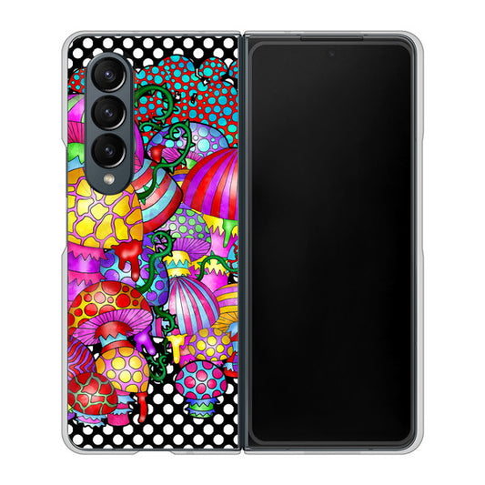 Galaxy Z Fold4 SC-55C docomo 高画質仕上げ 背面印刷 ハードケース【AG807 きのこ(黒)】