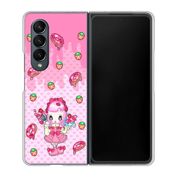 Galaxy Z Fold4 SC-55C docomo 高画質仕上げ 背面印刷 ハードケース【AG816 ストロベリードーナツ(水玉ピンク)】