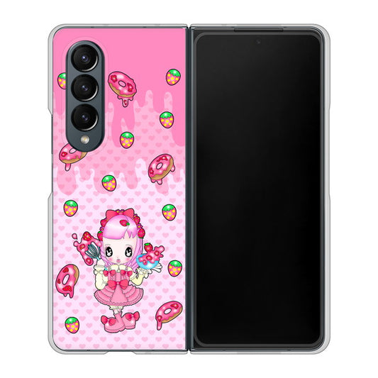 Galaxy Z Fold4 SC-55C docomo 高画質仕上げ 背面印刷 ハードケース【AG816 ストロベリードーナツ(水玉ピンク)】