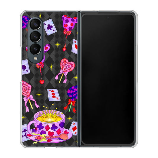 Galaxy Z Fold4 SC-55C docomo 高画質仕上げ 背面印刷 ハードケース【AG818 トランプティー(黒)】