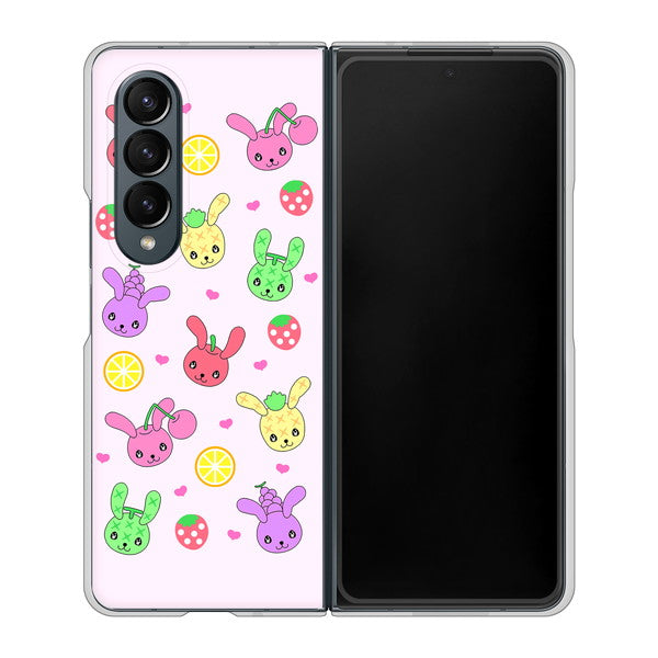 Galaxy Z Fold4 SC-55C docomo 高画質仕上げ 背面印刷 ハードケース【AG825 フルーツうさぎのブルーラビッツ(ピンク)】