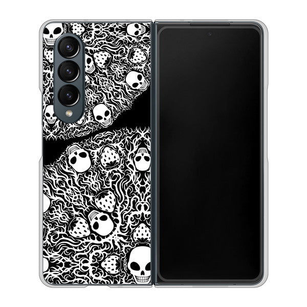 Galaxy Z Fold4 SC-55C docomo 高画質仕上げ 背面印刷 ハードケース【AG834 苺骸骨曼荼羅(黒)】