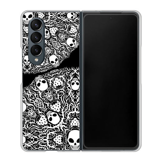 Galaxy Z Fold4 SC-55C docomo 高画質仕上げ 背面印刷 ハードケース【AG834 苺骸骨曼荼羅(黒)】