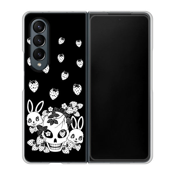 Galaxy Z Fold4 SC-55C docomo 高画質仕上げ 背面印刷 ハードケース【AG837 苺兎(黒)】